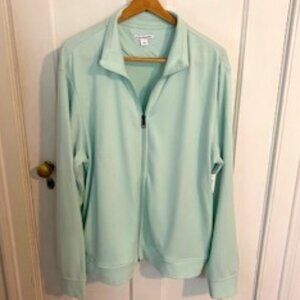 Amazon Essentials Full-Zip Fleece Mock Neck Aqua XL Sweatshirt